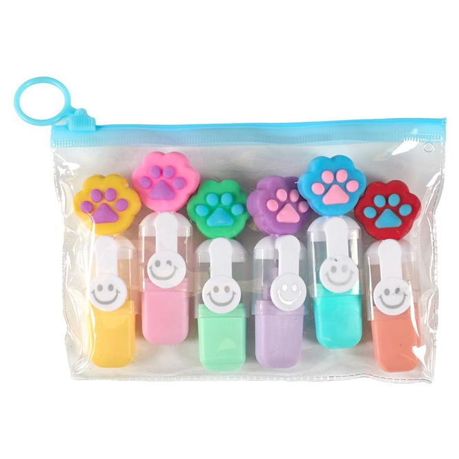 6 Textmarker - in Aufbewahrungstasche - 1 Set