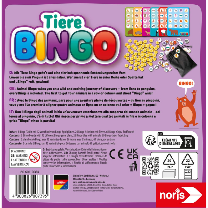 Tiere Bingo