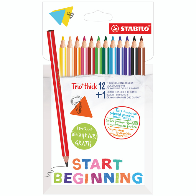 STABILO - Trio thick - 12 dicke Dreikant-Buntstifte 