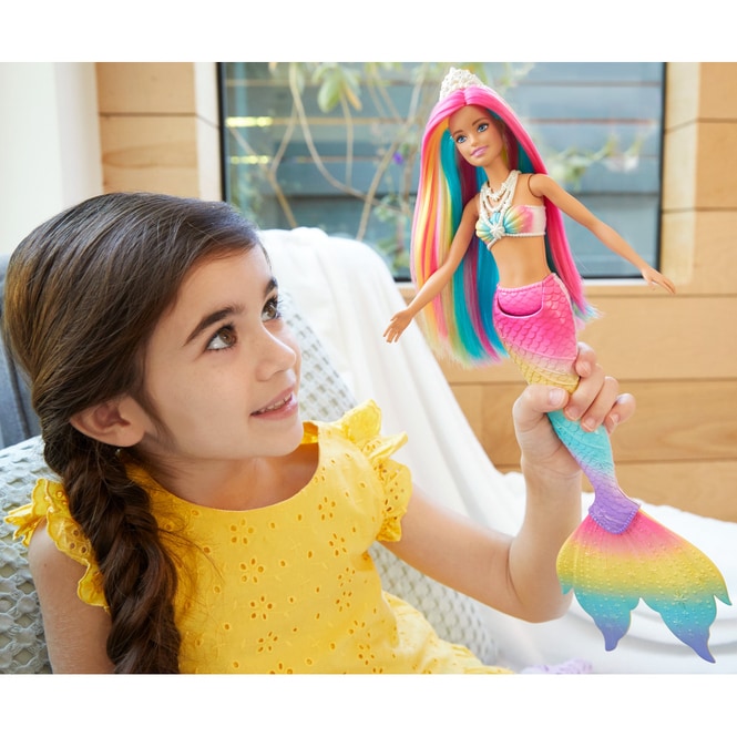 Pinke Haare Barbie FJC93 Dreamtopia Regenbogen-Meerjungfrau 