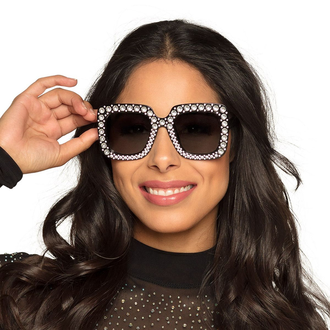 Partybrille Bling - eckig - schwarz 