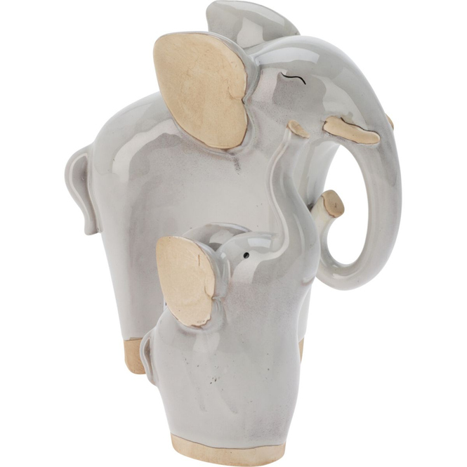 Dekofigur Elefant mit Kind - aus Porzellan - ca. 19 cm - 1 Stück 