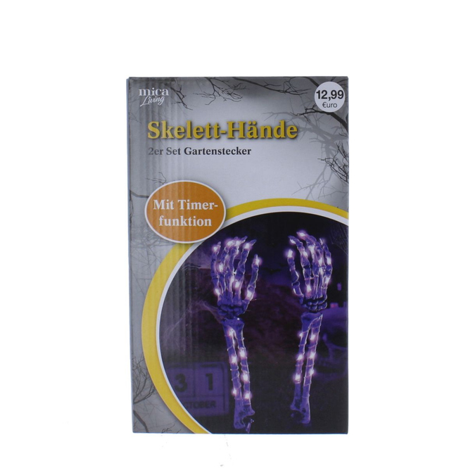 2er Set Gartenstecker - Hände mit LED - ca. 40 cm