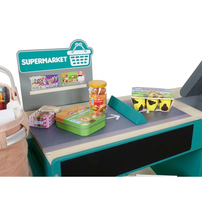 Supermarkt-Theke mit Kassensystem - blau