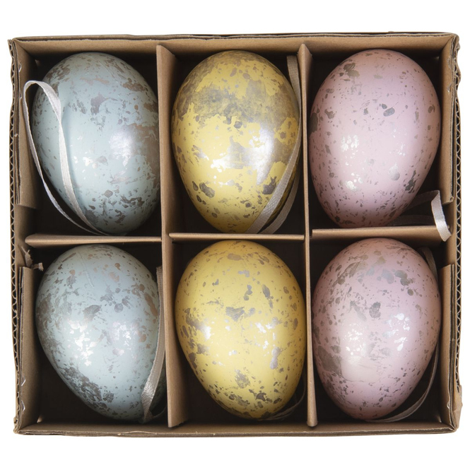 6 Ostereier - Pastellfarben - ca. 6 cm