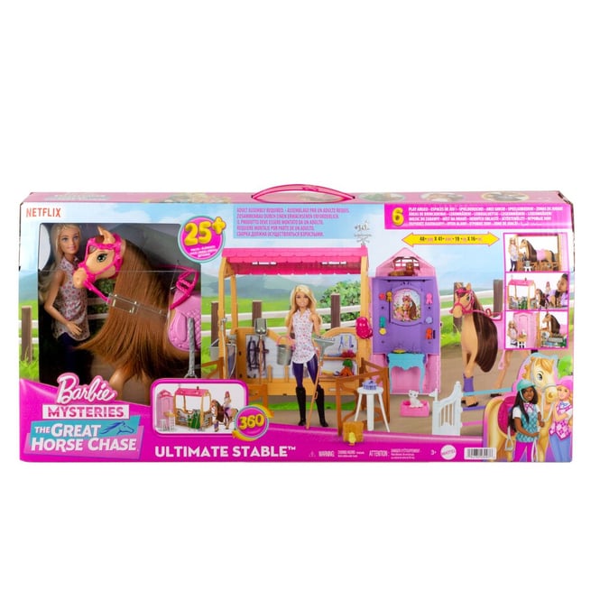 Barbie Mysteries - Das geheimnisvolle Pferdeabenteuer - Pferdestall Spielset mit Puppe