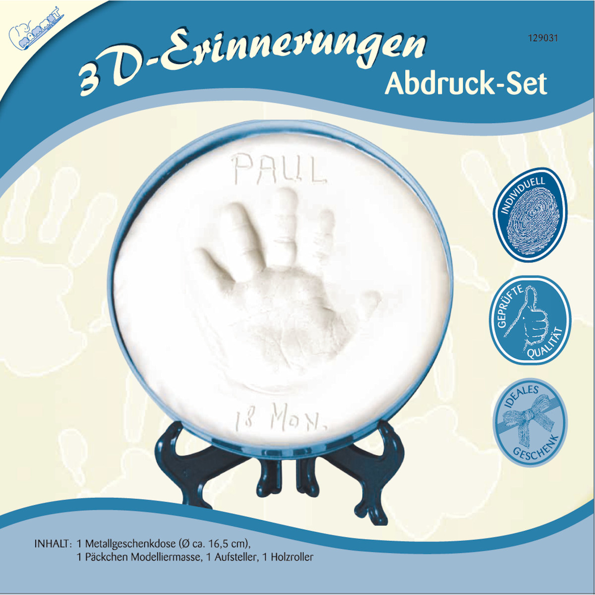 Mammut 3D Erinnerungen-Abdruck-Set – Bilderrahmen Mit Modelliermasse Für 1 Abdruck & 12 Fotos