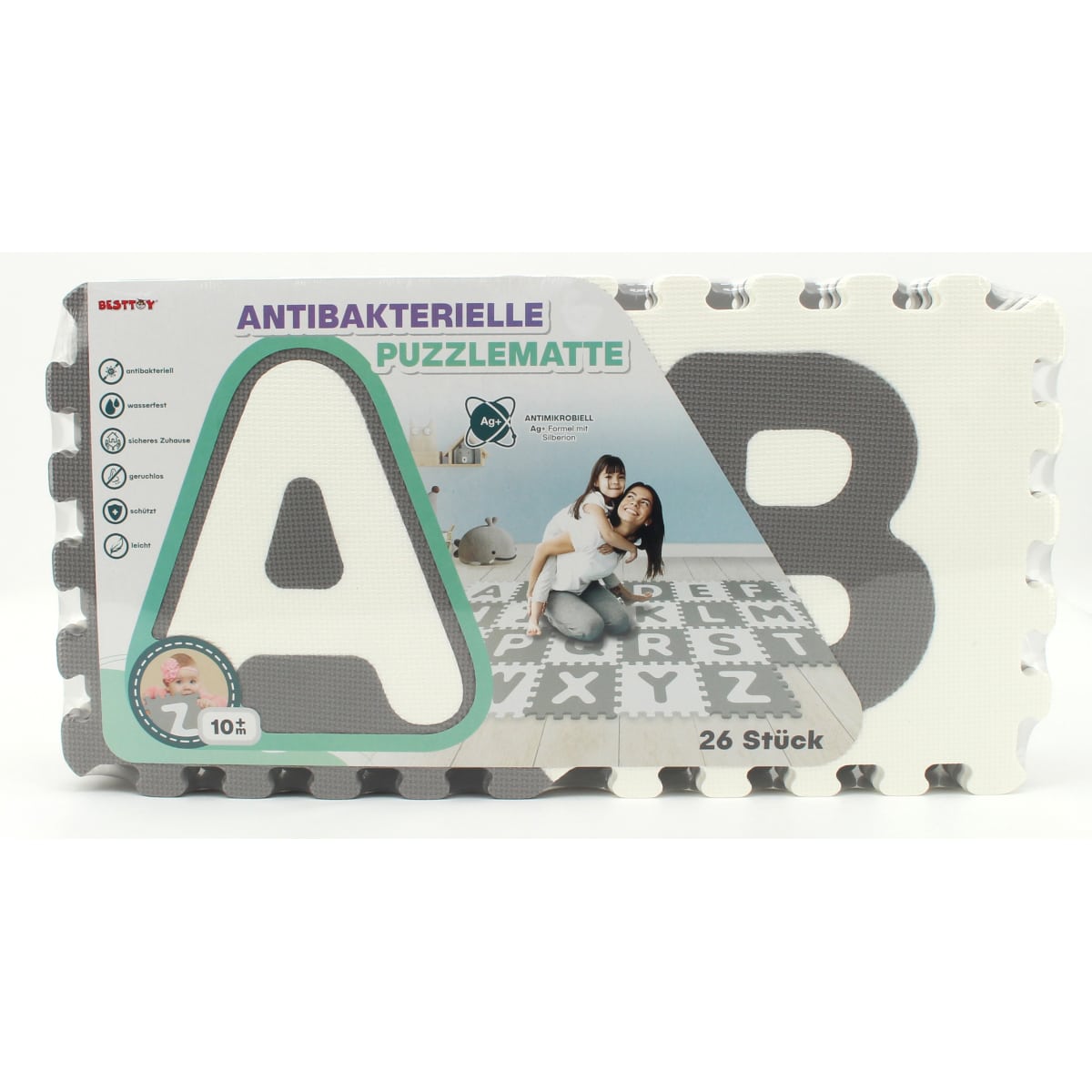Besttoy - Soft Puzzlematte - Buchstaben A-Z - grau/weiß - 26 Teile