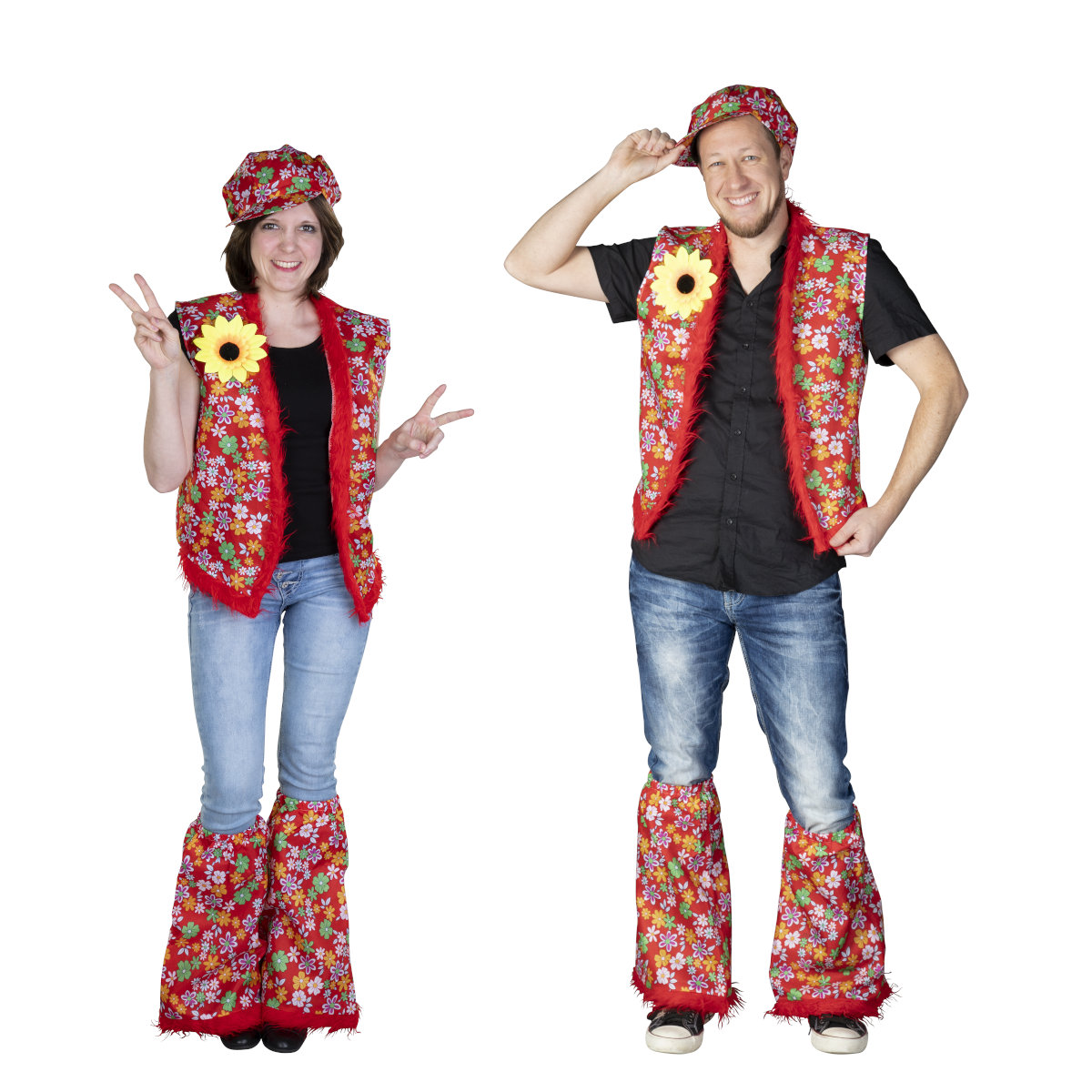 Rubie's Flower Power Kostüm Weste Für Erwachsene – Buntes 60er-Jahre Outfit Inkl. Sonnenbrille