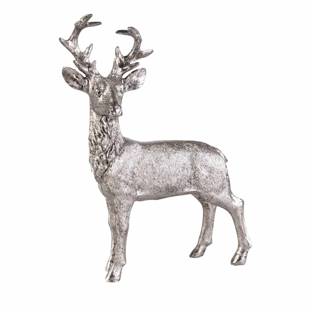 Hirsch stehend - silber - aus Polyresin - ca. 25 x 5 x 18 cm