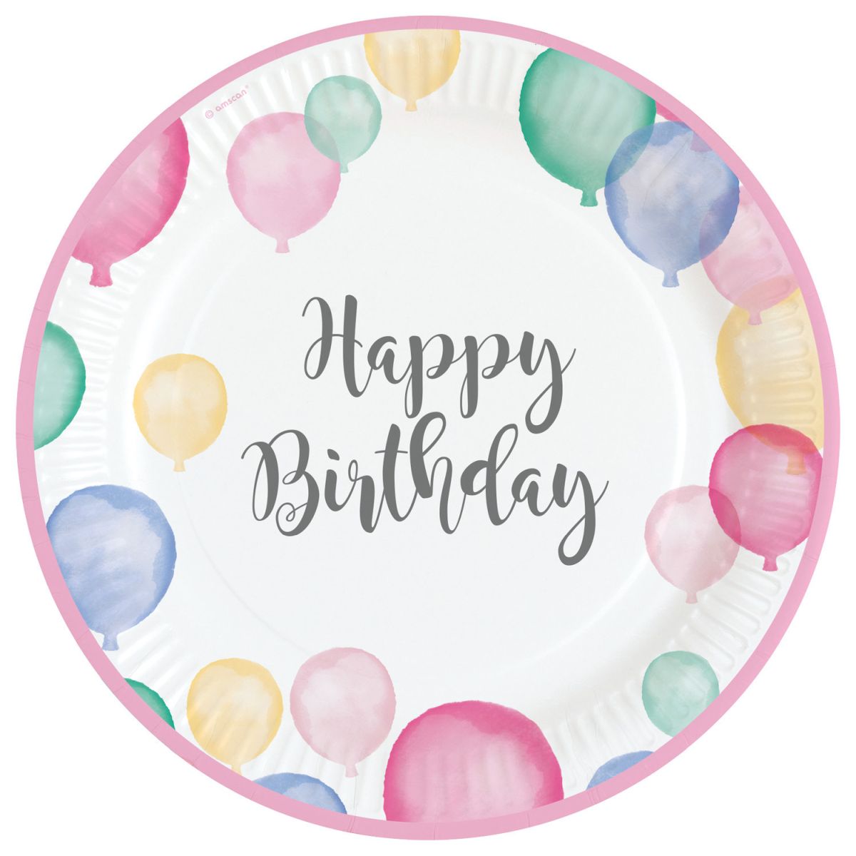 Amscan Happy Birthday Papierteller | 8 Stück, 23 Cm | Pink Mit Glitzer | Für Geburtstagsfeiern & Partys
