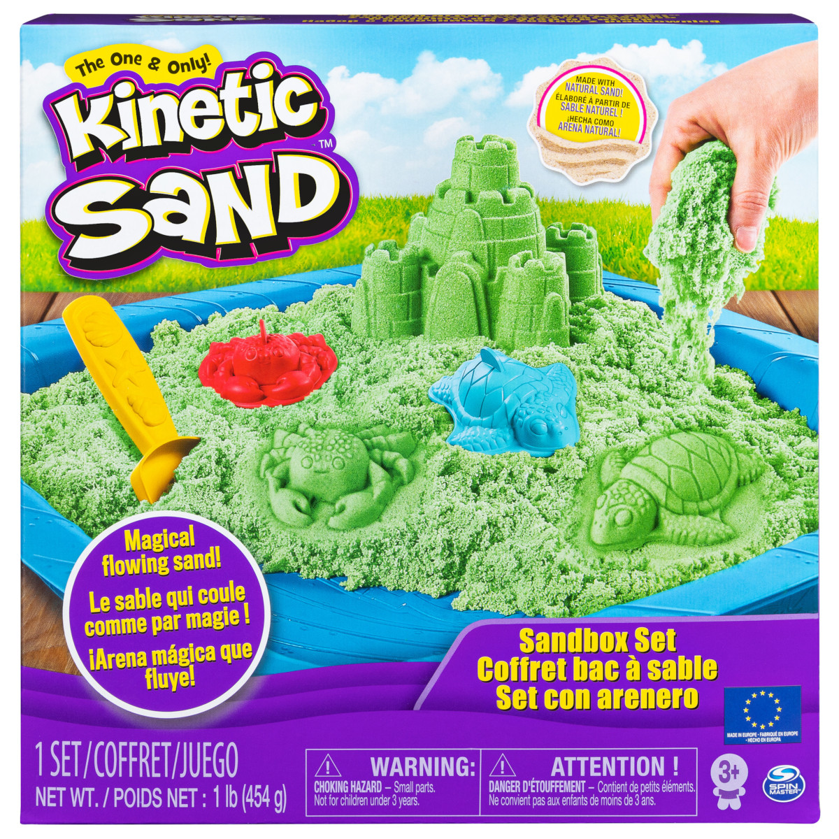 Kinetic Sand Box - Sandburg Set - grün