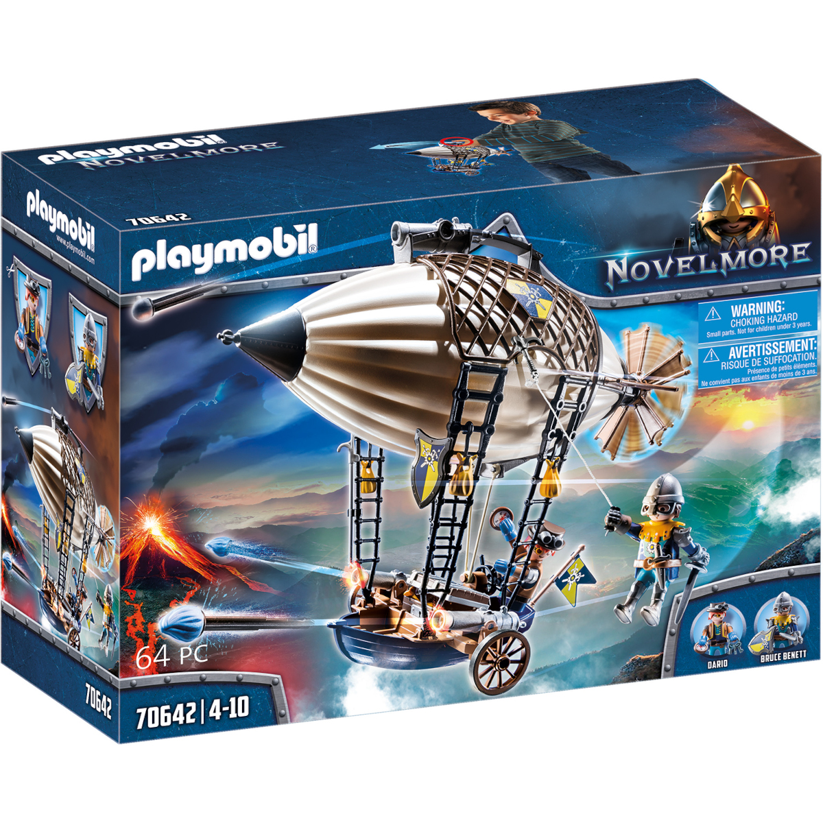 PLAYMOBIL Novelmore 70642 – Dirigibile Da Battaglia Con 3 Cannoni, 2 Personaggi, 64 Pezzi, Dai 4 Anni